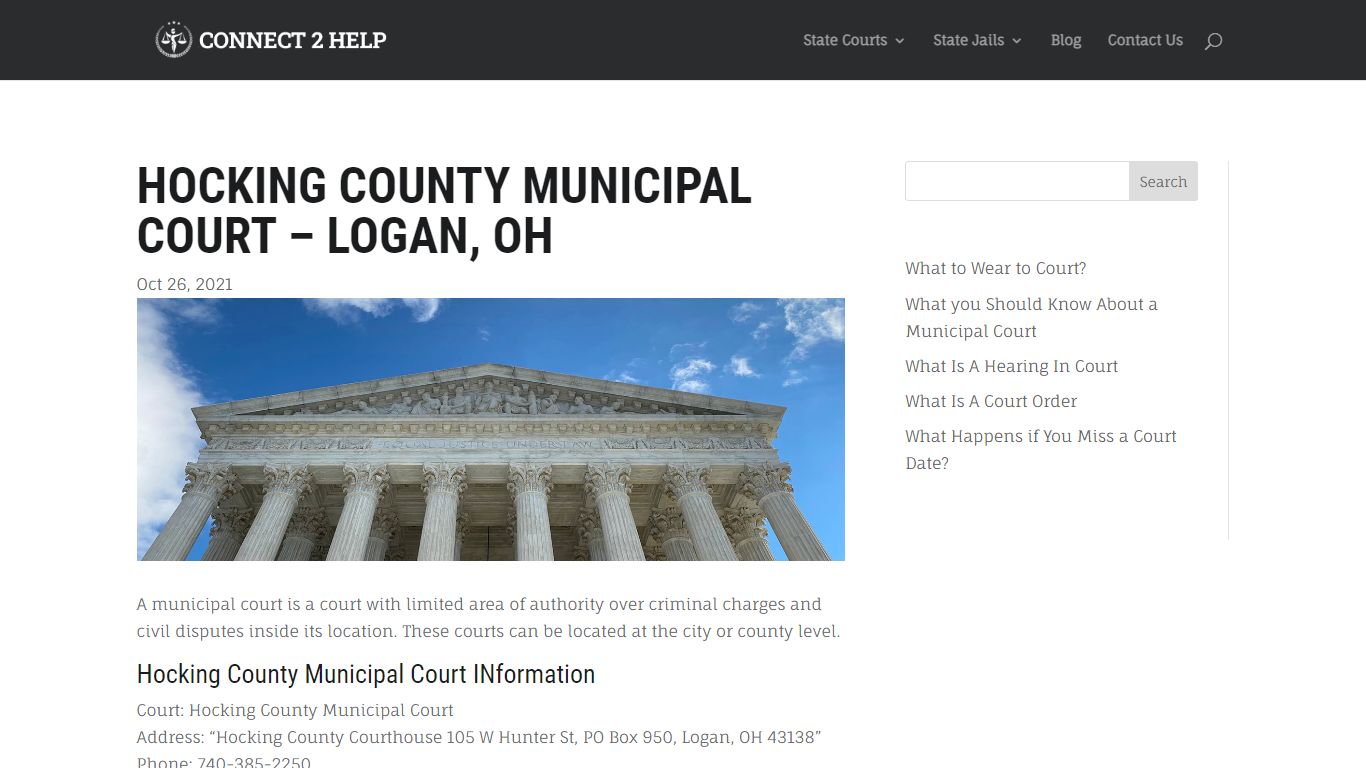 Hocking County Municipal Court - Logan, OH - Connect 2 Help